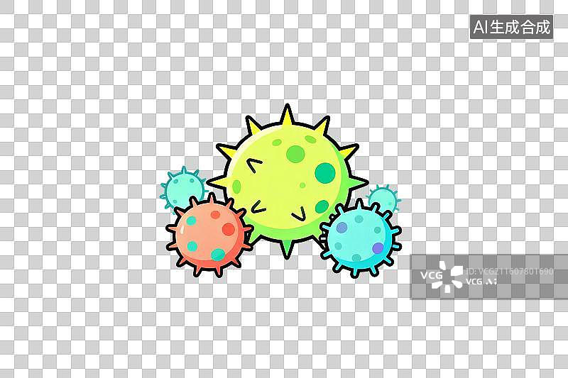【AI数字艺术】卡通风格，病毒PNG格式的免扣元素图片素材