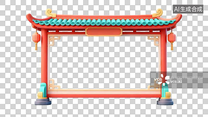 【AI数字艺术】中国风红色牌坊图片素材