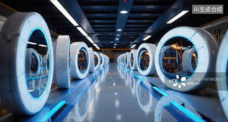 【AI数字艺术】未来隧道科技走廊图片素材