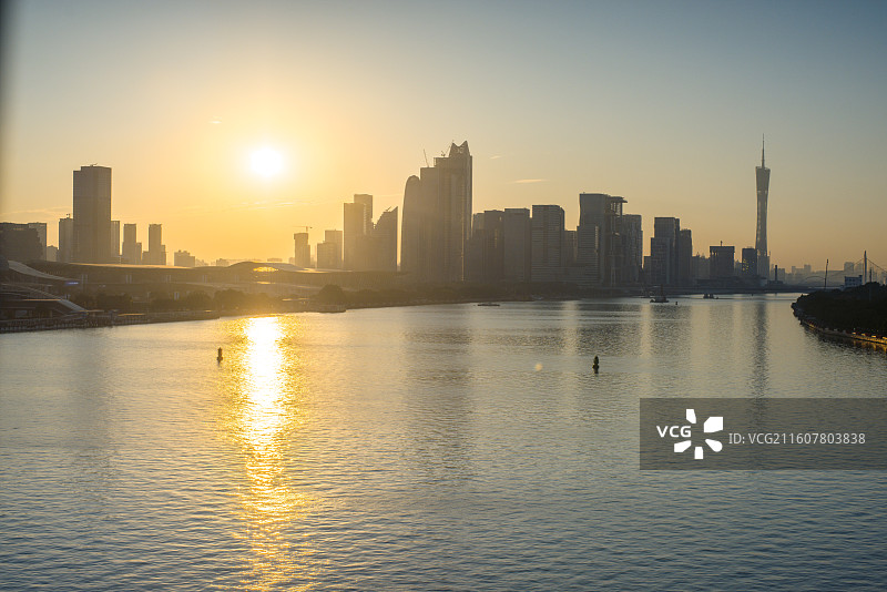 琶洲大桥看珠江黄昏图片素材