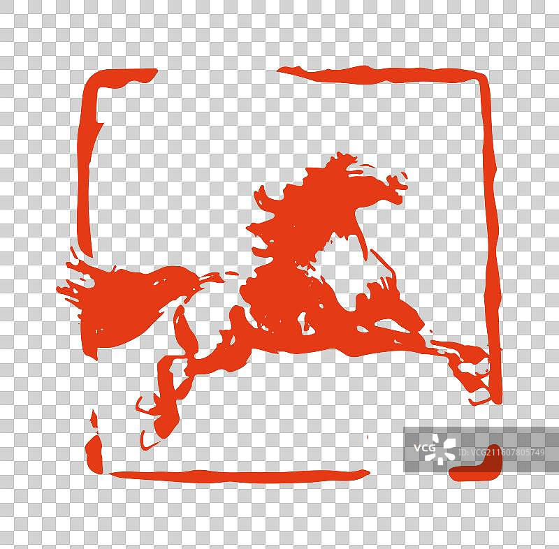 马过年中国风春节印章图片素材