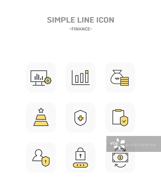 图标, 图标集, 线条图标, 简约, 金融, 银行图片素材