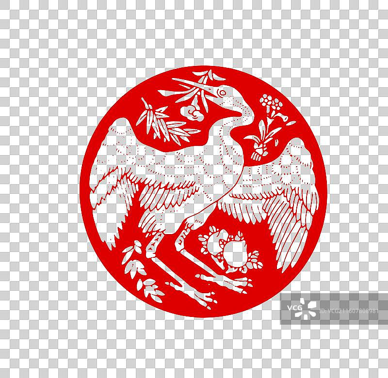 传统图案 窗花 仙鹤 丹顶鹤图片素材