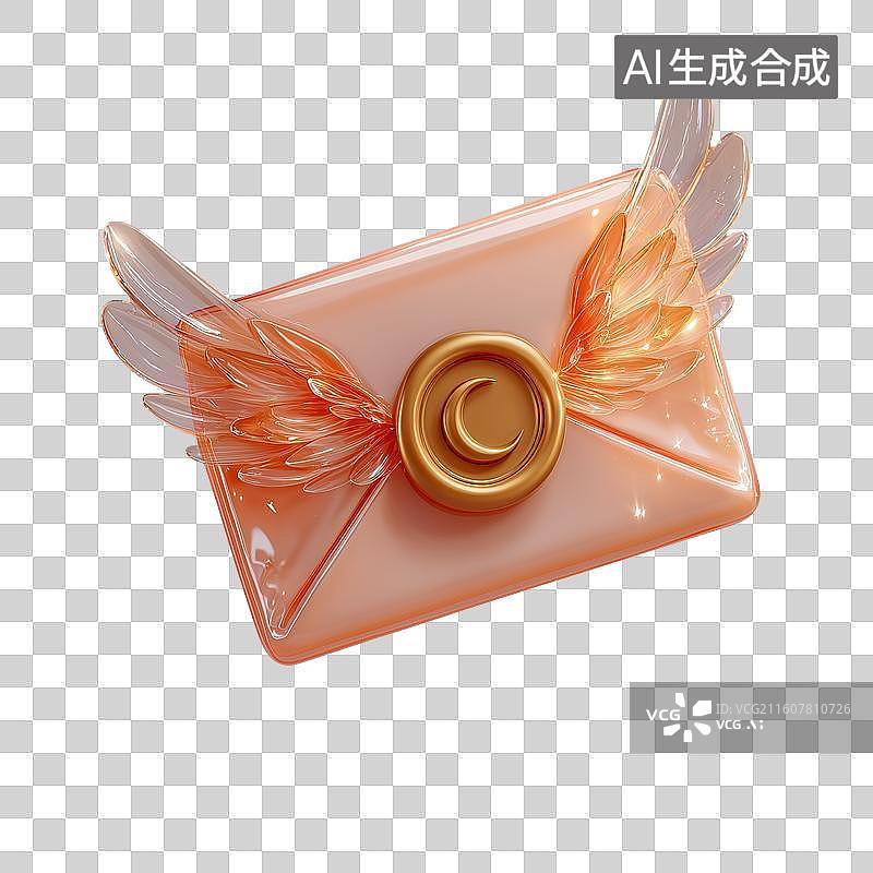 【AI数字艺术】天使翅膀信封图标图片素材