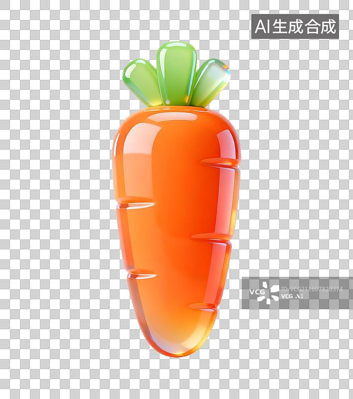 【AI数字艺术】AIGC:3D玻璃质感的蔬菜 胡萝卜图片素材