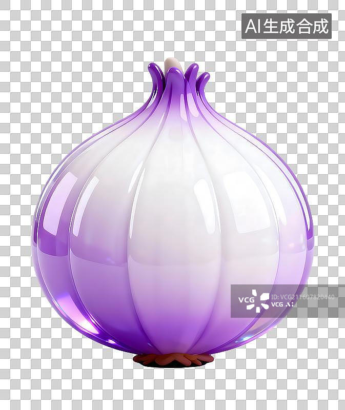 【AI数字艺术】AIGC:3D玻璃质感果冻风格蔬菜 洋葱图片素材