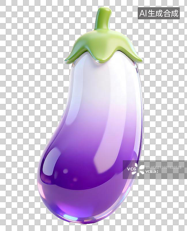 【AI数字艺术】AIGC:3D玻璃质感果冻风格蔬菜 茄子图片素材