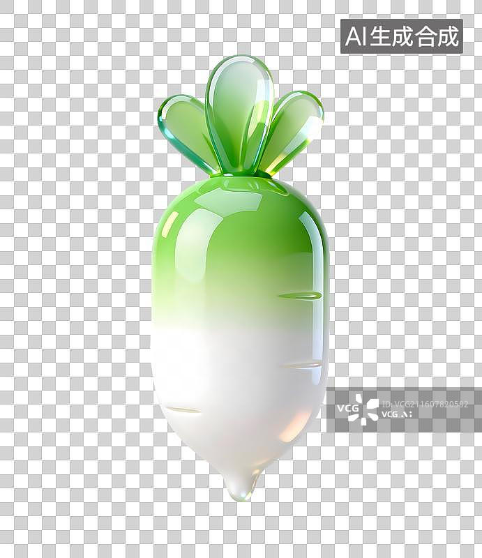 【AI数字艺术】AIGC:3D玻璃质感果冻风格蔬菜 青萝卜图片素材