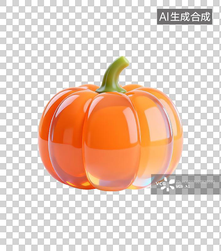 【AI数字艺术】AIGC:3D玻璃质感果冻风格蔬菜 南瓜图片素材