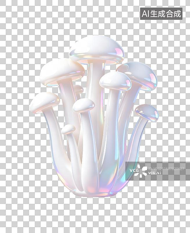 【AI数字艺术】AIGC:3D玻璃质感果冻风格蔬菜 金针菇图片素材