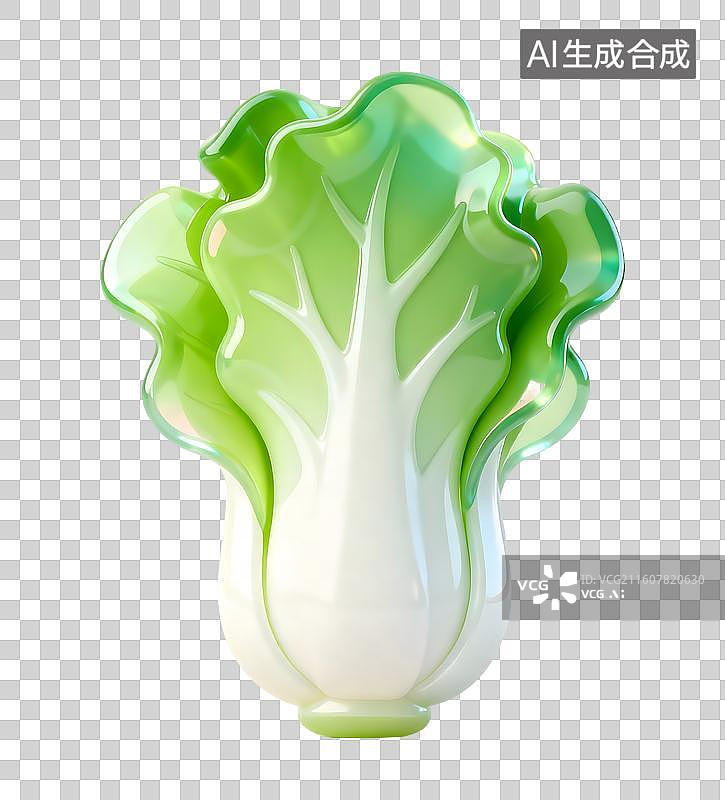 【AI数字艺术】AIGC:3D玻璃质感果冻风格蔬菜 白菜图片素材