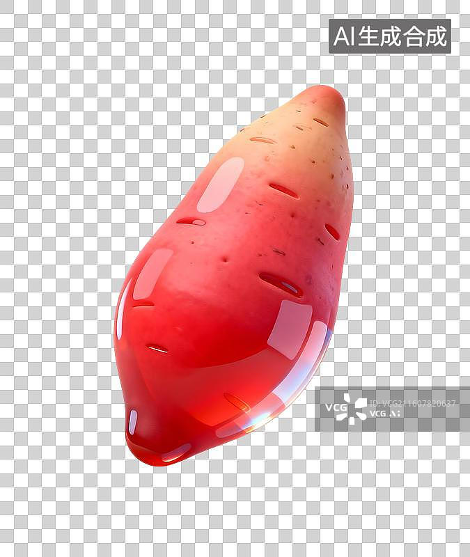 【AI数字艺术】AIGC:3D玻璃质感果冻风格蔬菜 红薯 地瓜图片素材