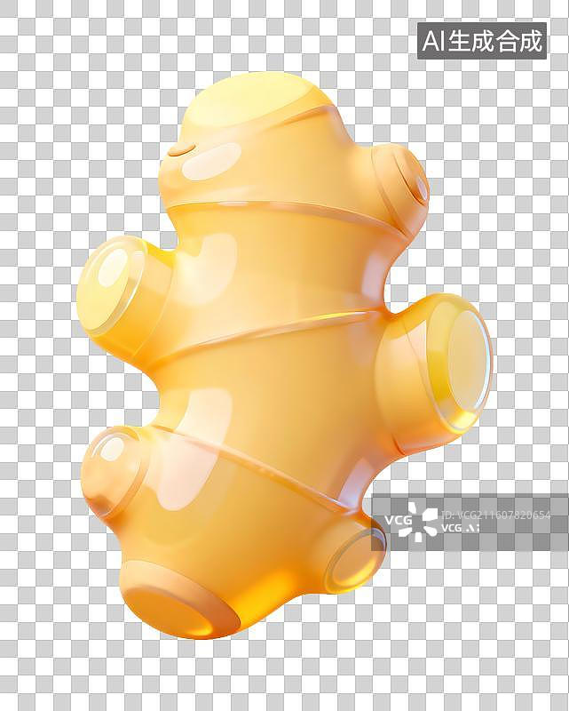【AI数字艺术】AIGC:3D玻璃质感果冻风格蔬菜 生姜图片素材