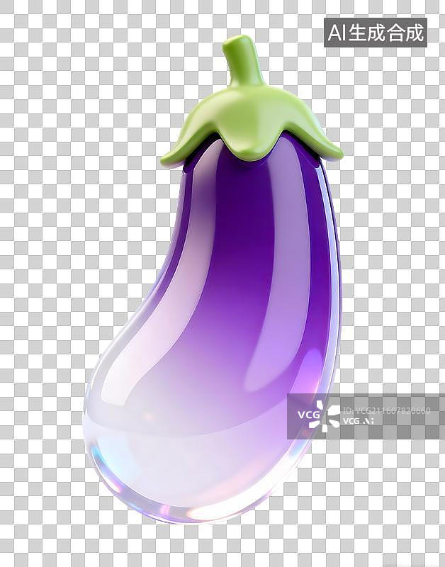 【AI数字艺术】AIGC:3D玻璃质感果冻风格蔬菜 茄子图片素材