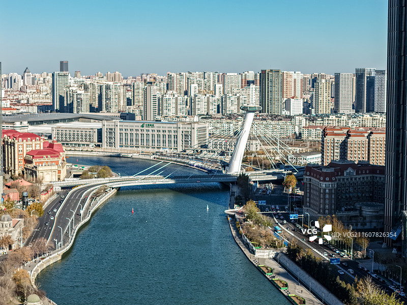 天津航拍城市天际线图片素材