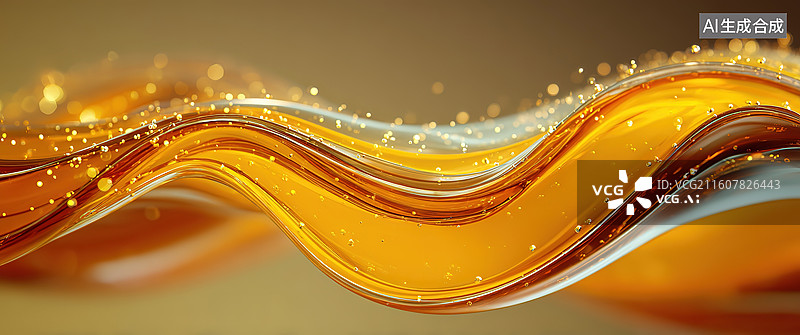 【AI数字艺术】流动的金色液体波浪图片素材