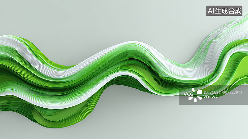 【AI数字艺术】绿色波浪抽象图案图片素材