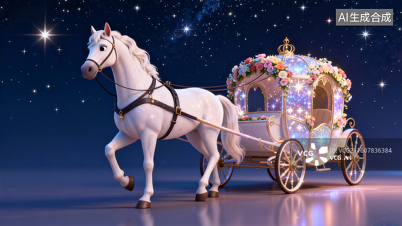 【AI数字艺术】白马花车图片素材