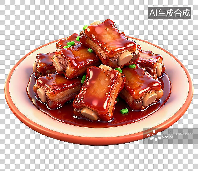 【AI数字艺术】3D卡通年夜饭元素红烧排骨图片素材