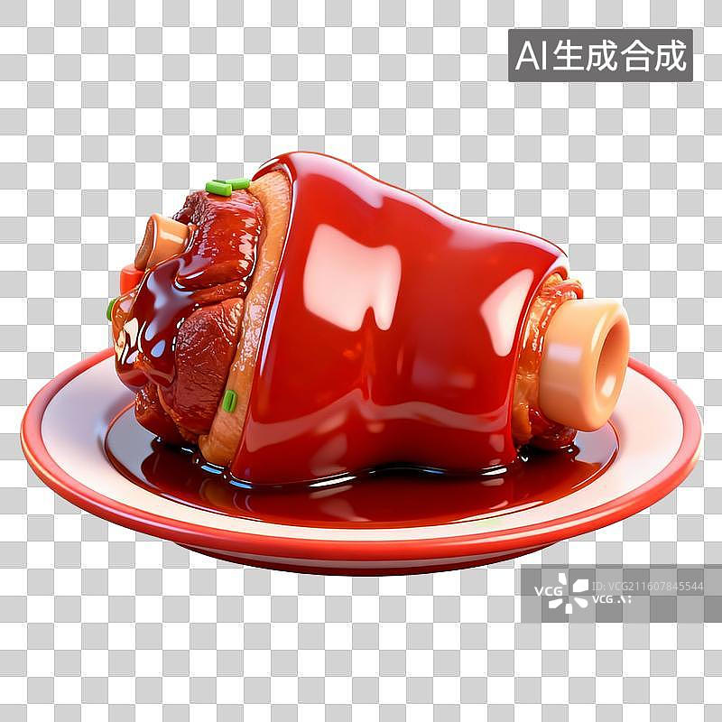 【AI数字艺术】3D卡通年夜饭元素红烧肘子图片素材