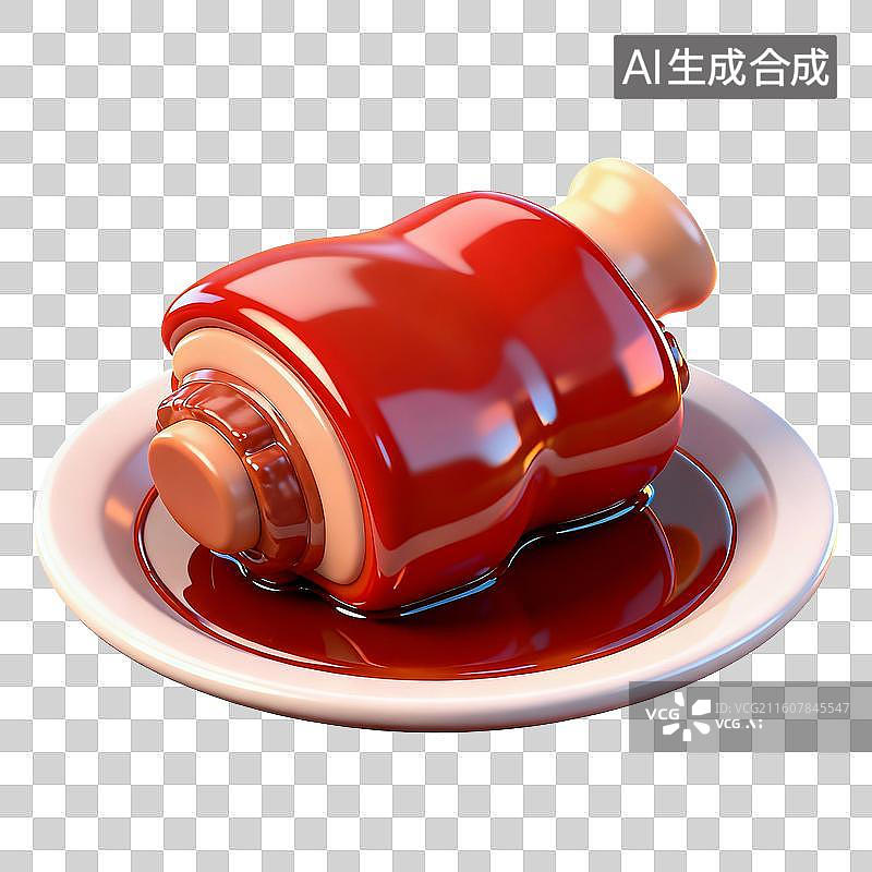 【AI数字艺术】3D卡通年夜饭元素红烧肘子图片素材