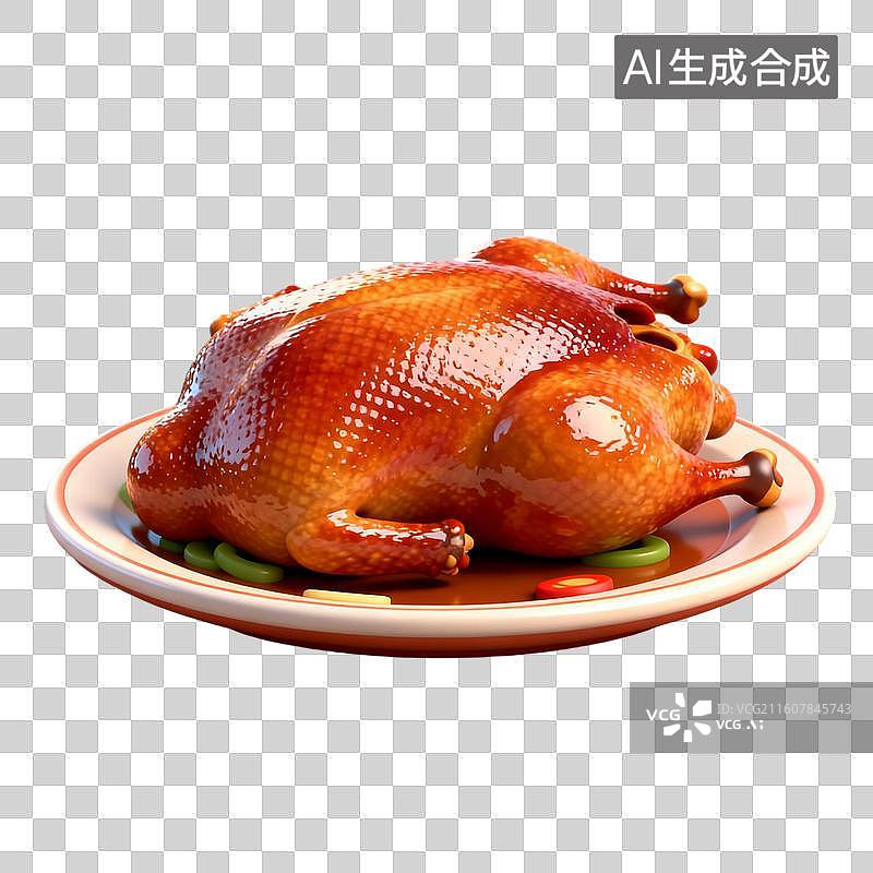 【AI数字艺术】3D卡通年夜饭元素烤鸡图片素材
