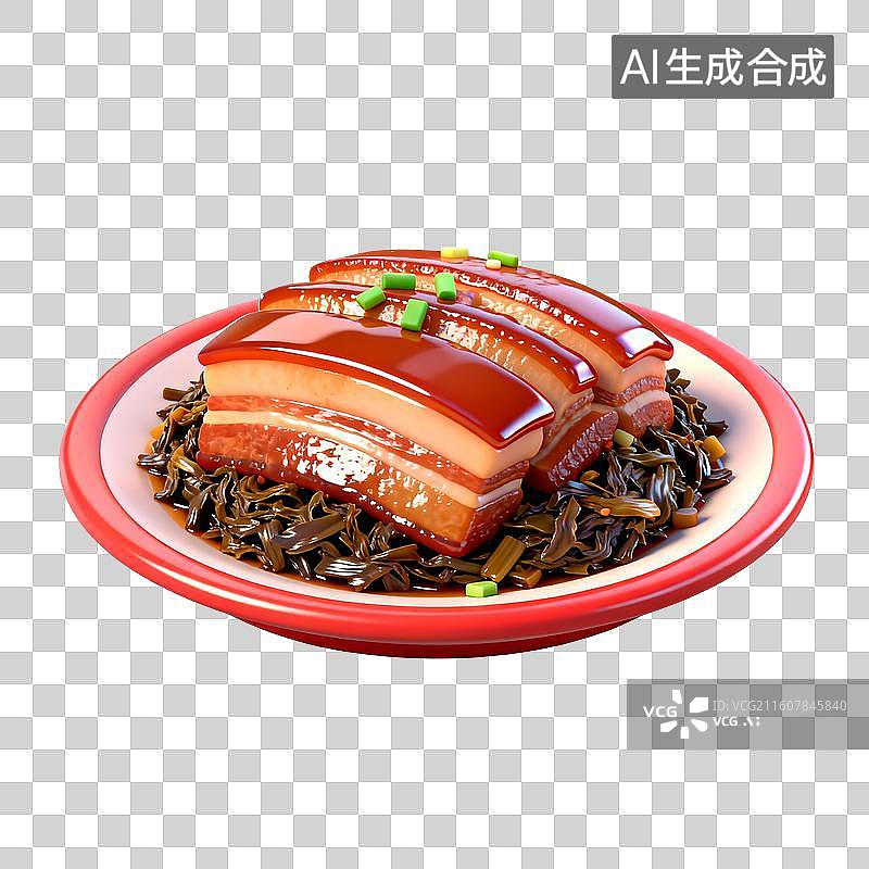 【AI数字艺术】3D卡通年夜饭元素梅菜扣肉图片素材