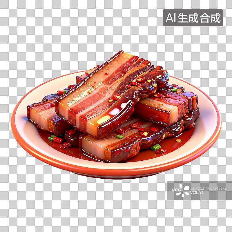 【AI数字艺术】3D卡通年夜饭元素腊肉图片素材