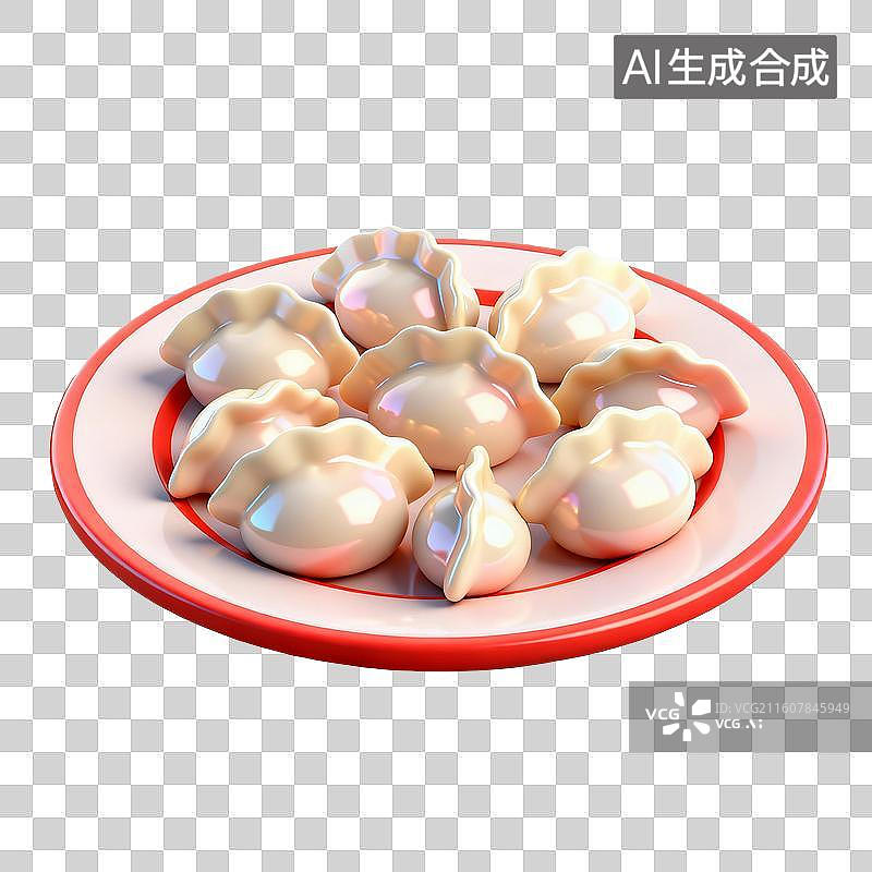 【AI数字艺术】3D卡通年夜饭元素饺子图片素材