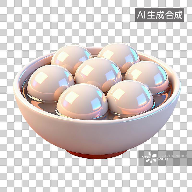 【AI数字艺术】3D卡通年夜饭元素汤圆图片素材
