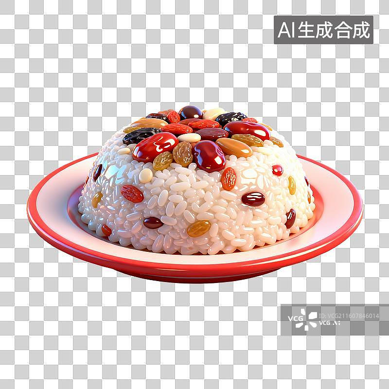 【AI数字艺术】3D卡通年夜饭元素八宝饭图片素材