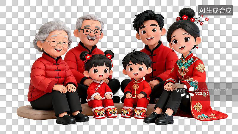 【AI数字艺术】春节全家福一家人图片素材