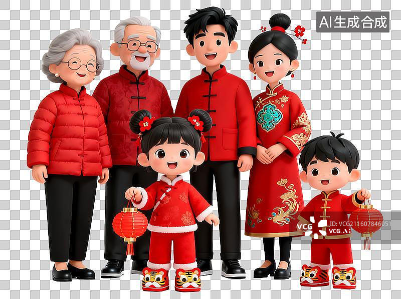 【AI数字艺术】春节全家福一家人图片素材