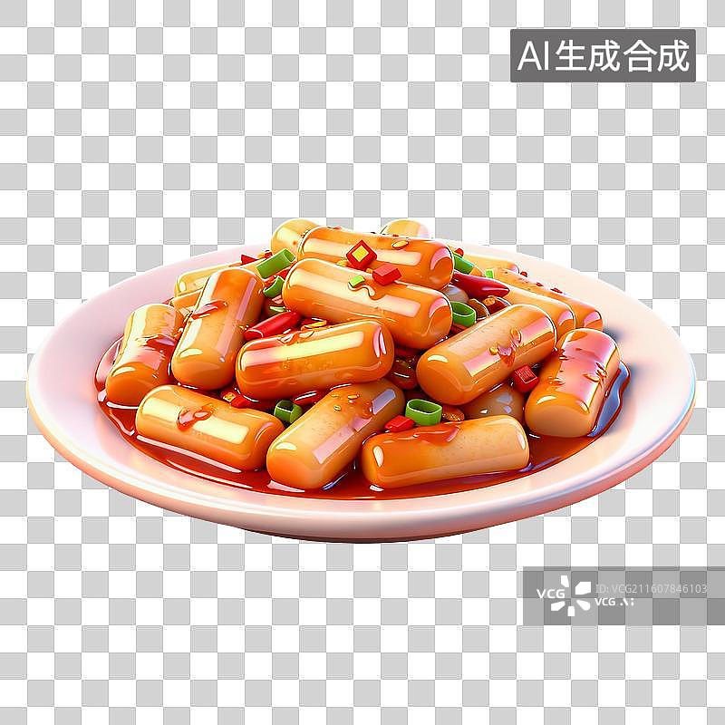 【AI数字艺术】3D卡通年夜饭元素炒年糕图片素材
