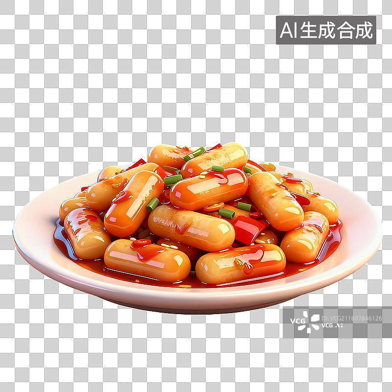 【AI数字艺术】3D卡通年夜饭元素炒年糕图片素材