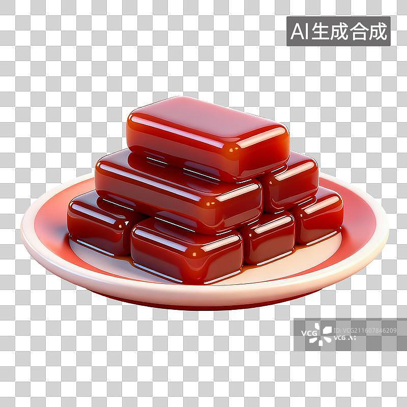 【AI数字艺术】3D卡通年夜饭元素山楂糕图片素材