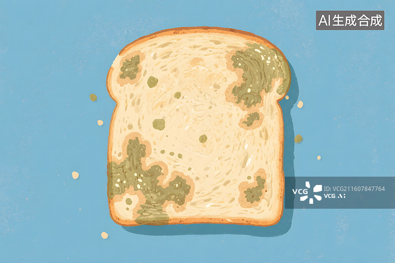 【AI数字艺术】发霉的面包片插画图片素材