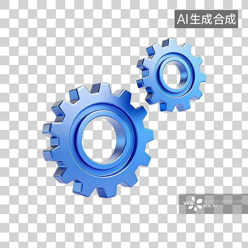 【AI数字艺术】两个蓝色齿轮的机械结构图片素材