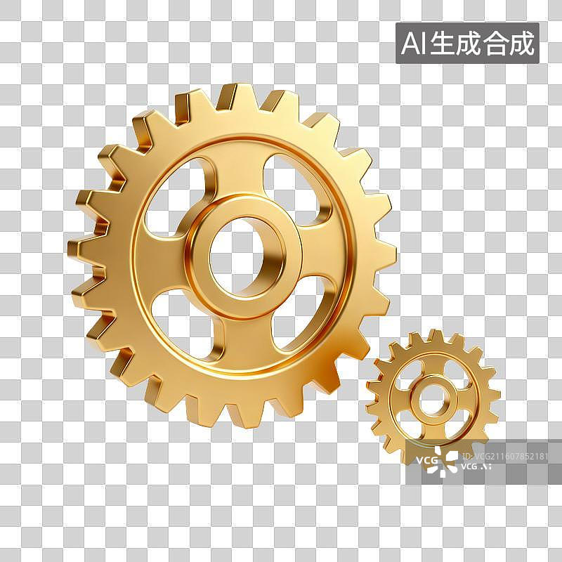 【AI数字艺术】金色齿轮展示机械协作图片素材