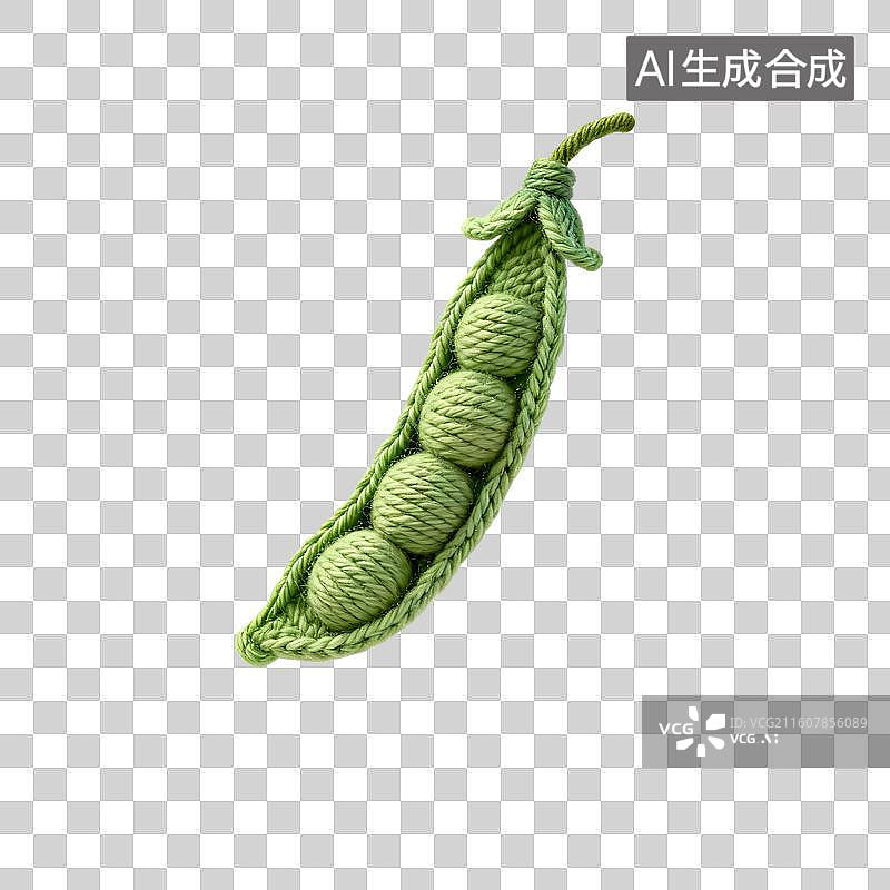 【AI数字艺术】手工钩织绿色豌豆荚图片素材