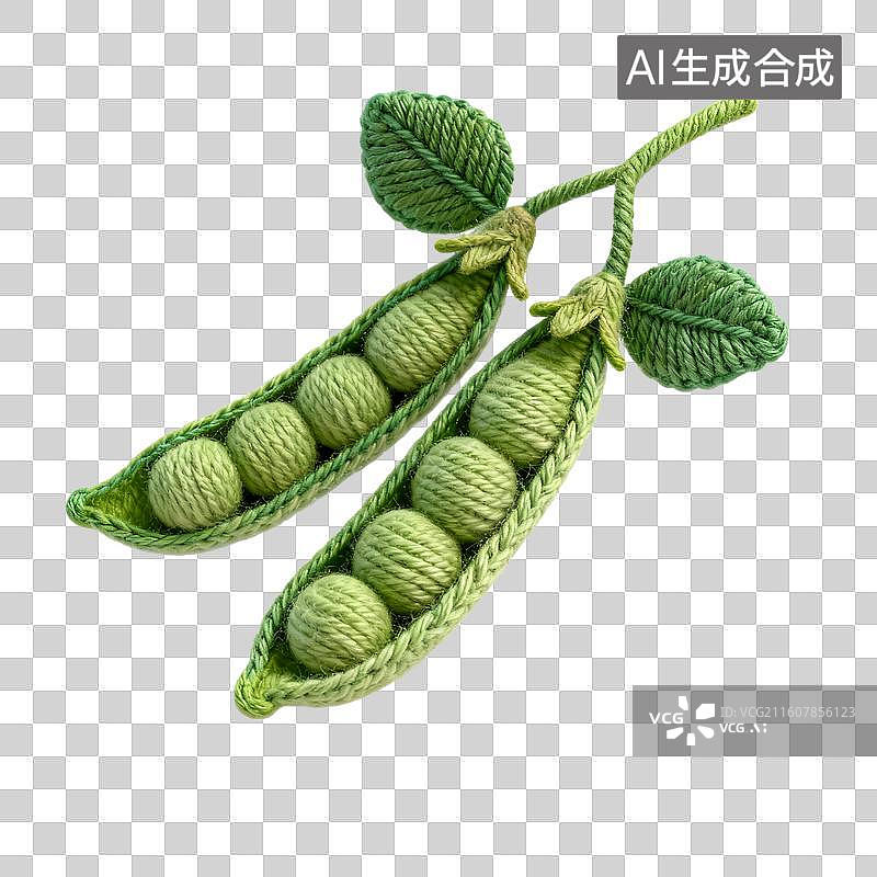 【AI数字艺术】手工钩织绿色豌豆荚图片素材