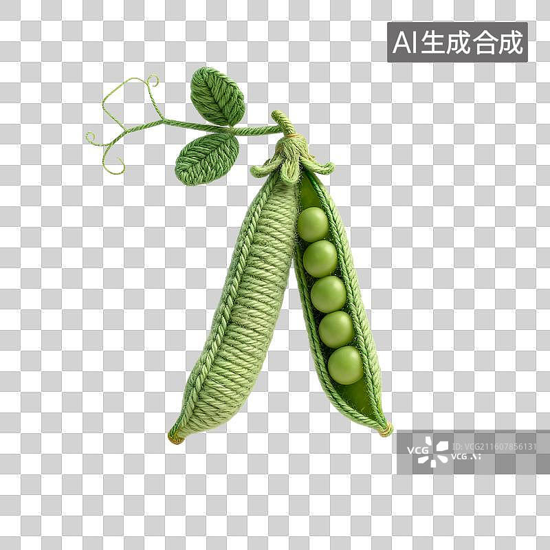 【AI数字艺术】手工钩织绿色豌豆荚图片素材