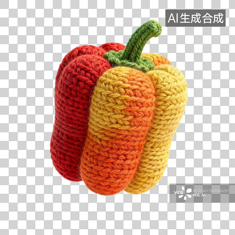 【AI数字艺术】多彩钩织甜椒玩具图片素材