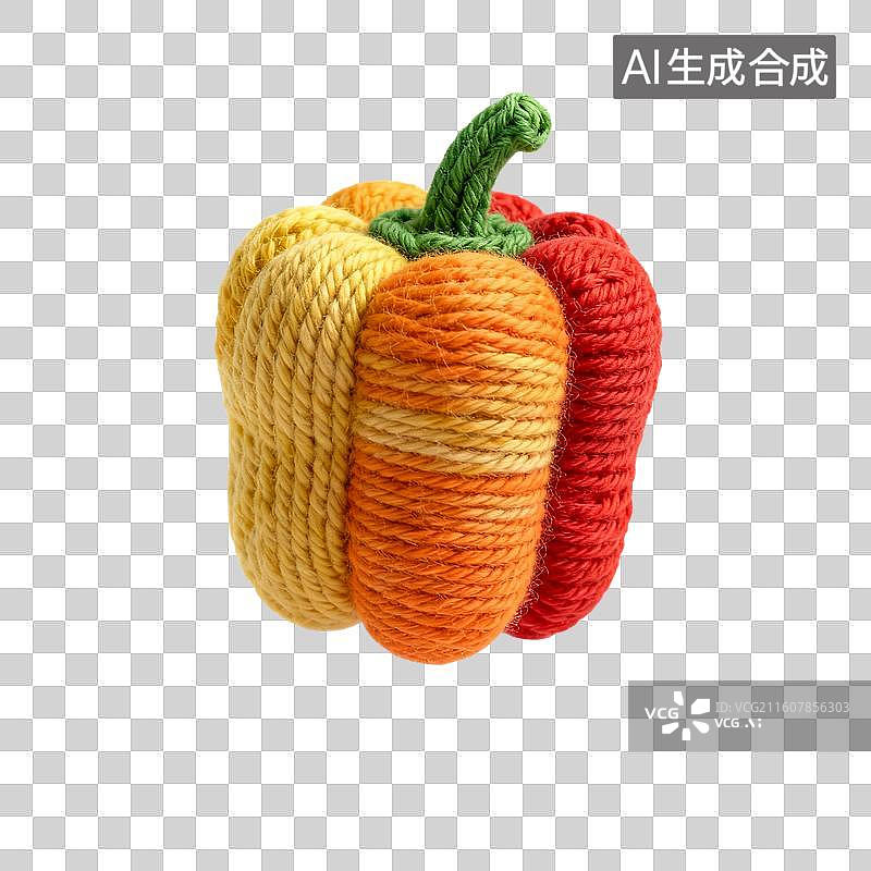 【AI数字艺术】多彩钩织甜椒玩具图片素材