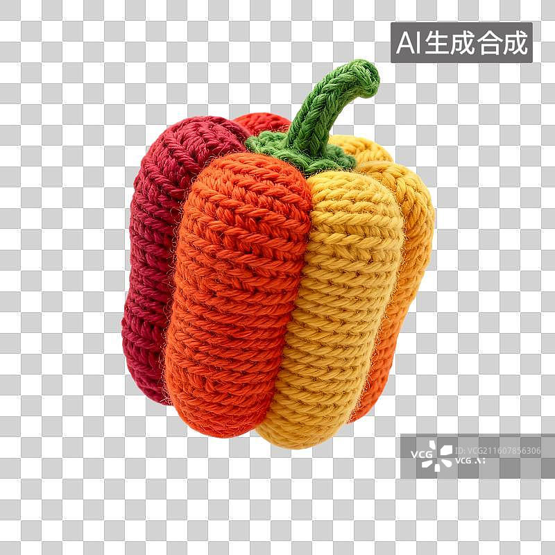 【AI数字艺术】多彩钩织甜椒玩具图片素材