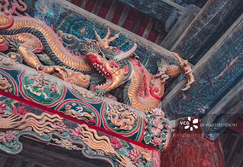 山西稷山县稷益庙龙彩塑图片素材