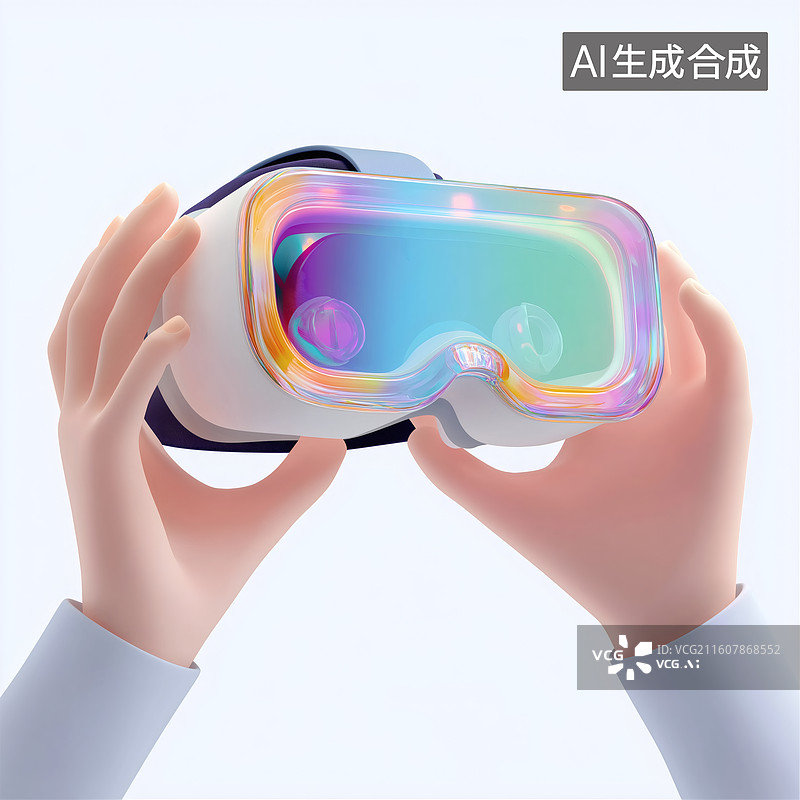 【AI数字艺术】卡通手持VR眼镜展示图图片素材