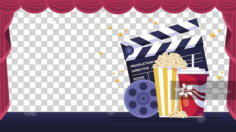 手绘电影首映式网络研讨会图片素材