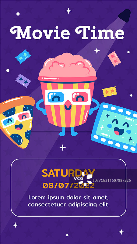 电影主题的Instagram故事集扁平化设计图片素材