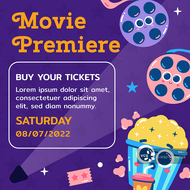 电影海报的扁平化Instagram帖子合集图片素材